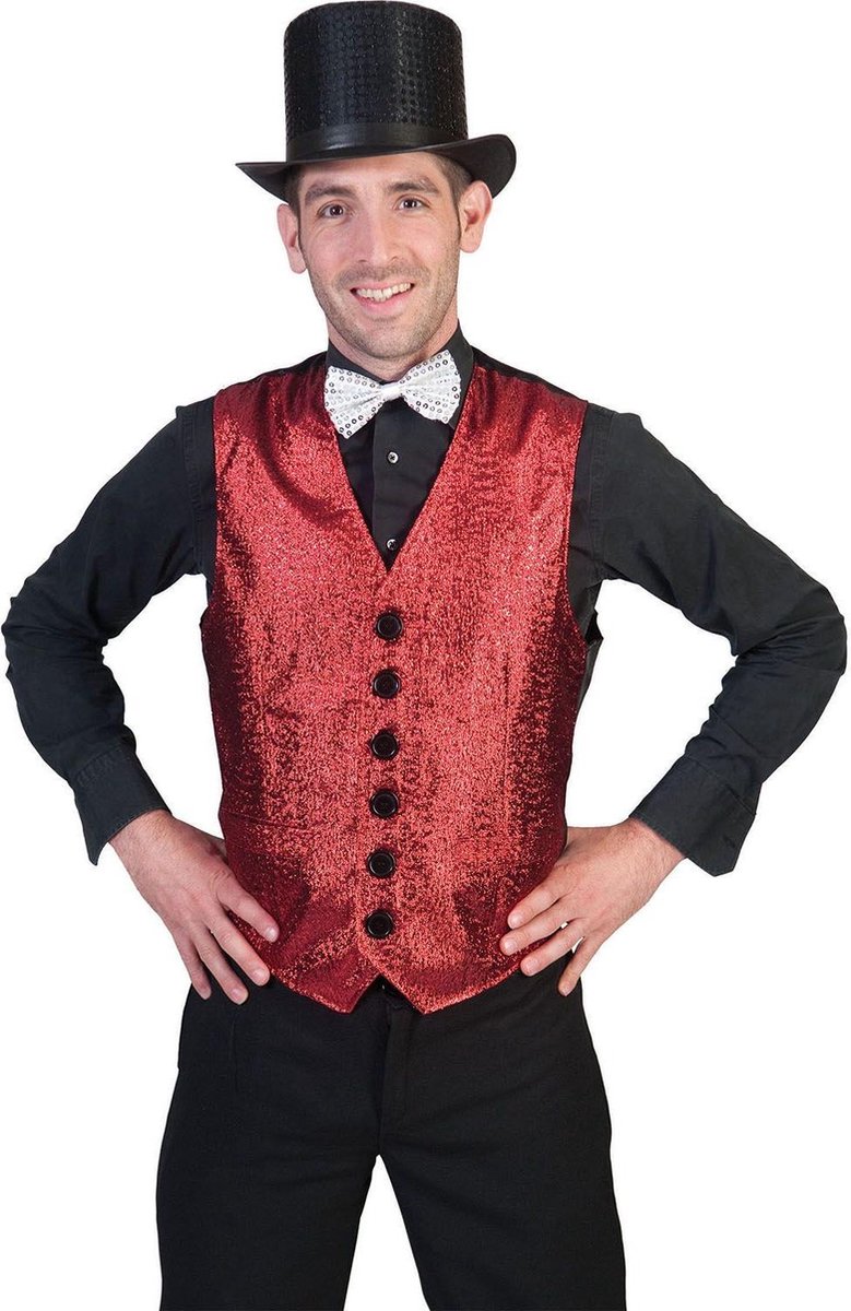Glitter & Glamour Kostuum | Show Vest Rood Man | Maat 52-54 | Carnaval kostuum | Verkleedkleding
